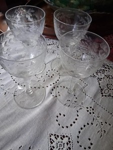 4- Cut 136 by Standard Glass Liquor Cocktail 4 3/4 in Crystal Glasses- 3 perfect