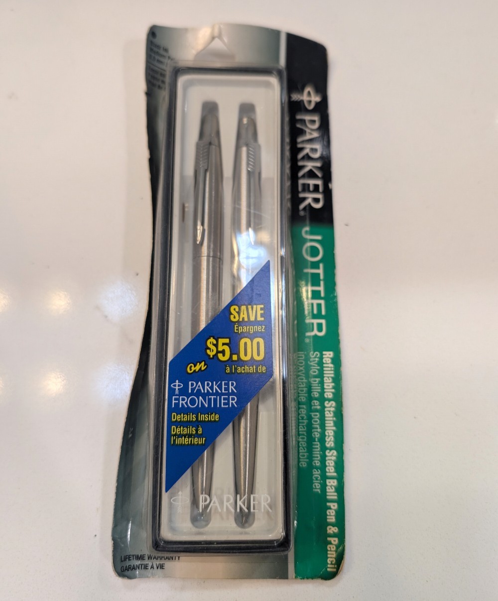 Vintage Parker Jotter Stainless Steel Pen & Pencil Set - New Old Stock90s
