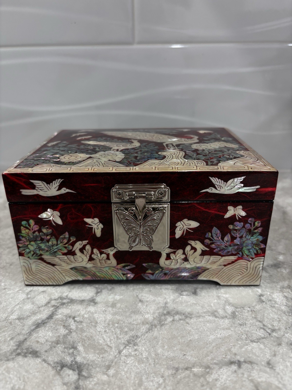 Korean Najeon Chilghi Jewelry Box - Mother of Pearl Lacquered Wood Case