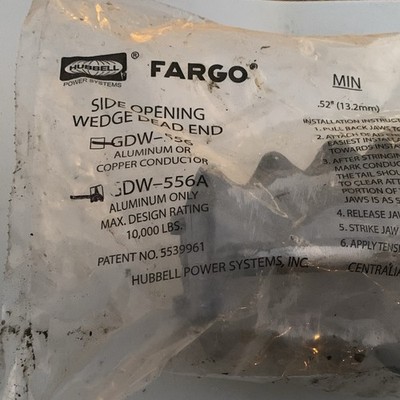 Hubbell Fargo Side Opening Wedge Dead End, 0-4/0 AWG, Gray, GDW-556