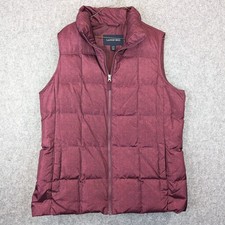 Lands End Womens Large L/T 14-16 Burgundy Down Quilted Puffer Vest Insulated Zip