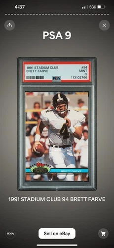 1991 Topps Stadium Club - Brett Favre #94 (RC) PSA 9 Mint