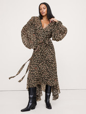 Banana Republic - Georgette Puff-Sleeve Maxi Dress #852056 - Mega Sale