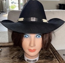 Bailey Zuni II Beaded Black Cowboy Western Hat XX Wool Blend USA Made 6 7/8 55