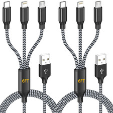 Multi Charging Cable 2Pack 6FT 3 in 1 Long Mfi Certified Cable