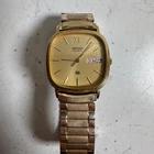 Vintage Seiko Quartz 8223-5129 Gold-Tone Day Date Analog Classic Wristwatch