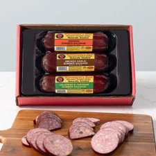 Wisconsin's Best - Summer Sausage Sampler - Smoked Garlic & Jalapeno Cheddar ...