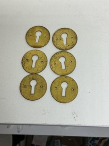 Brass Round Keyhole Escutcheon Plates Set Of 6 Antique Gold Door Hardware