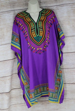 Sante Classics Purple Dashiki Kaftan One Size Boho Festival Caftan Cover Up