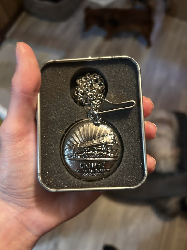 Lionel Trains 100th Anniversary Pocket Watch w box silver Tone Unique And Rare