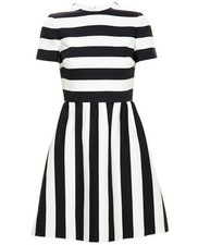 Valentino Striped Wool Mini Dress In Black & White Size IT38
