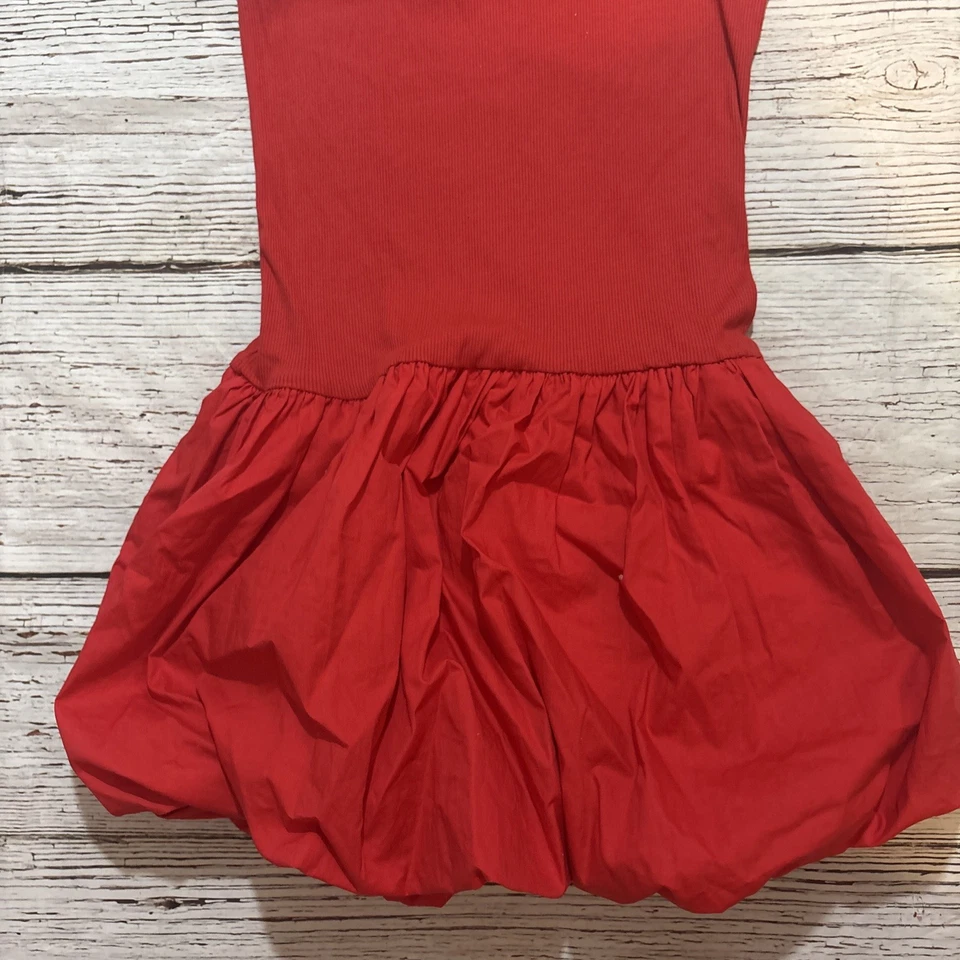 Vestido para mujer dobladillo burbuja sin mangas rojo talla S Foto 4 de 4