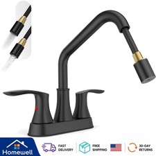 Lead-Free Matte Black Utility Faucet with Pull Out Sprayer - 3 Guarantee