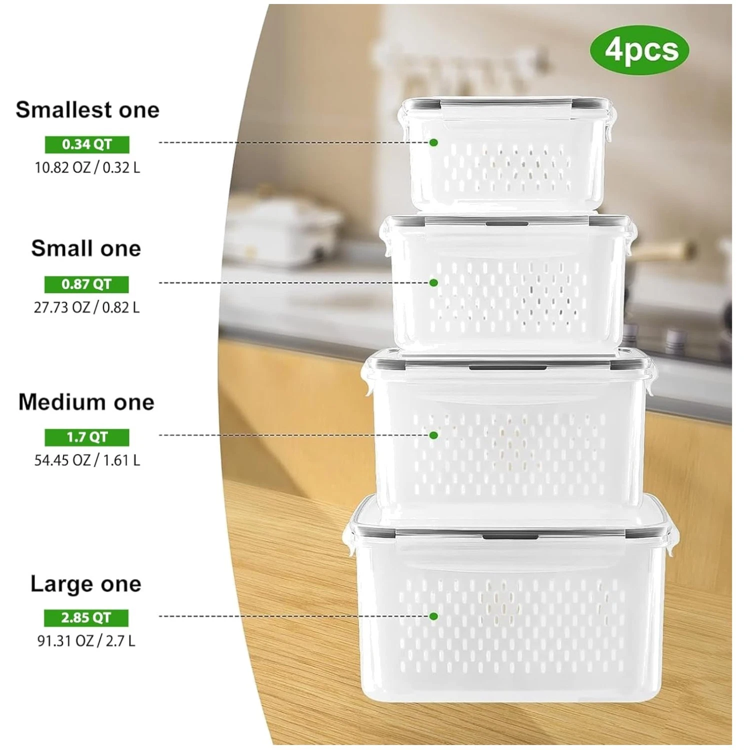 Fruit Storage Containers for Fridge with Removable