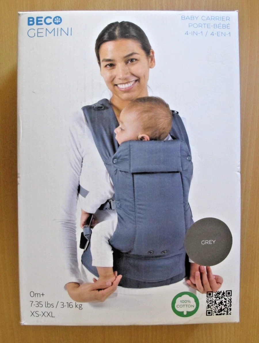 Beco Gemini Baby Carrier - 0m+, 7-35 lbs., XS-XXL Adjustable Seat Grey
