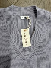 NWT In Loom Wide Eyed Sweater Knit Vest - Color Lavender/ Slate Blue - Med/Large