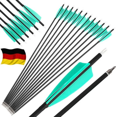 SHARROW 12pcs 28Zoll Carbonpfeile 4" Naturfedern SP500 Bogenschießen Bogen Jagdpfeile DE