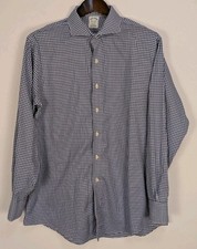 Brooks Brothers Regent 16.5 34 Blue Gingham Supima Cotton Non Iron Dress Shirt