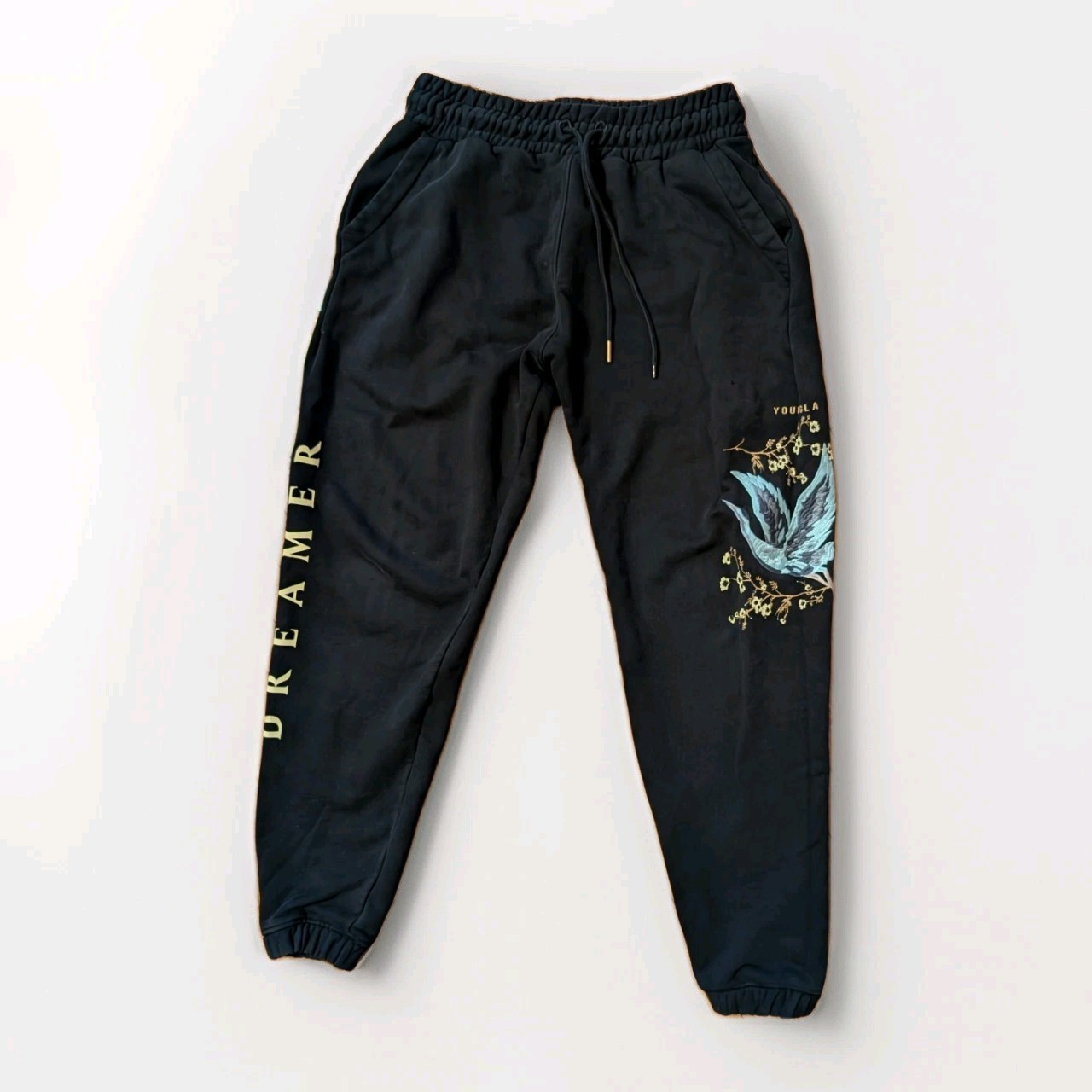 YoungLA Dreamer Sweatpants Black Embroidered Joggers Mens Streetwear Athleisure