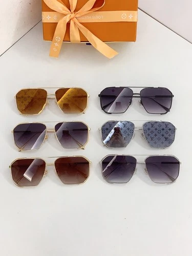 LLOUISV Z1316 Geometric Aviator Sunglasses Silver Frame Monogram Lens 61mm image 4