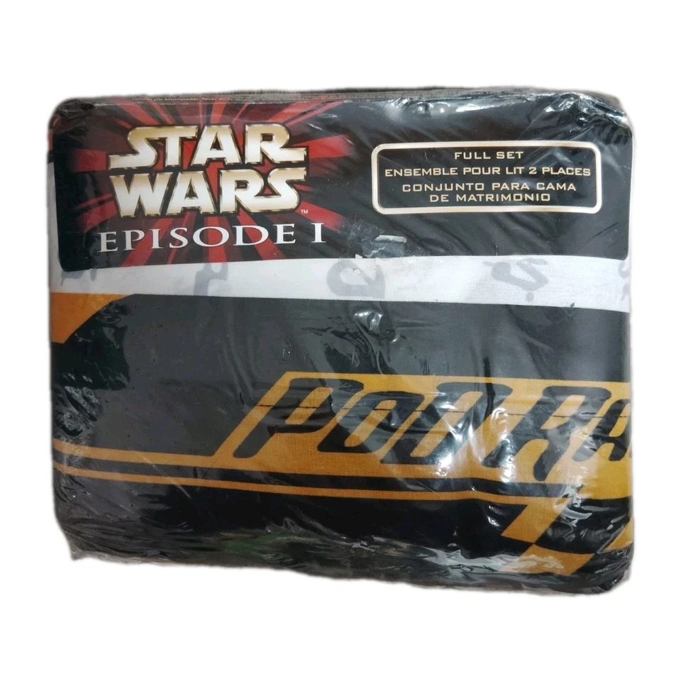 Juego de cama tamaño completo vintage 1999 Star Wars Episodio I Podracing ~ Nuevo en paquete Nuevo en caja Foto 2 de 2
