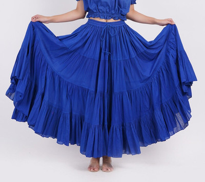 Damen ATS Bauchtanz Tribal Fusion Baumwolle blau Rock 25 Yard mit Kordelzug