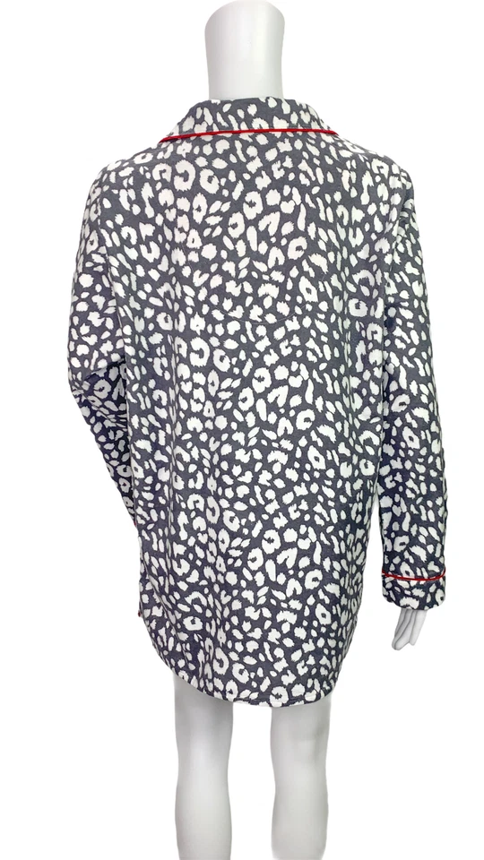 Top Pijama Manga Larga Soft Surroundings M Gris Blanco Estampado Leopardo ANIMAL LOVER Foto 4 de 4