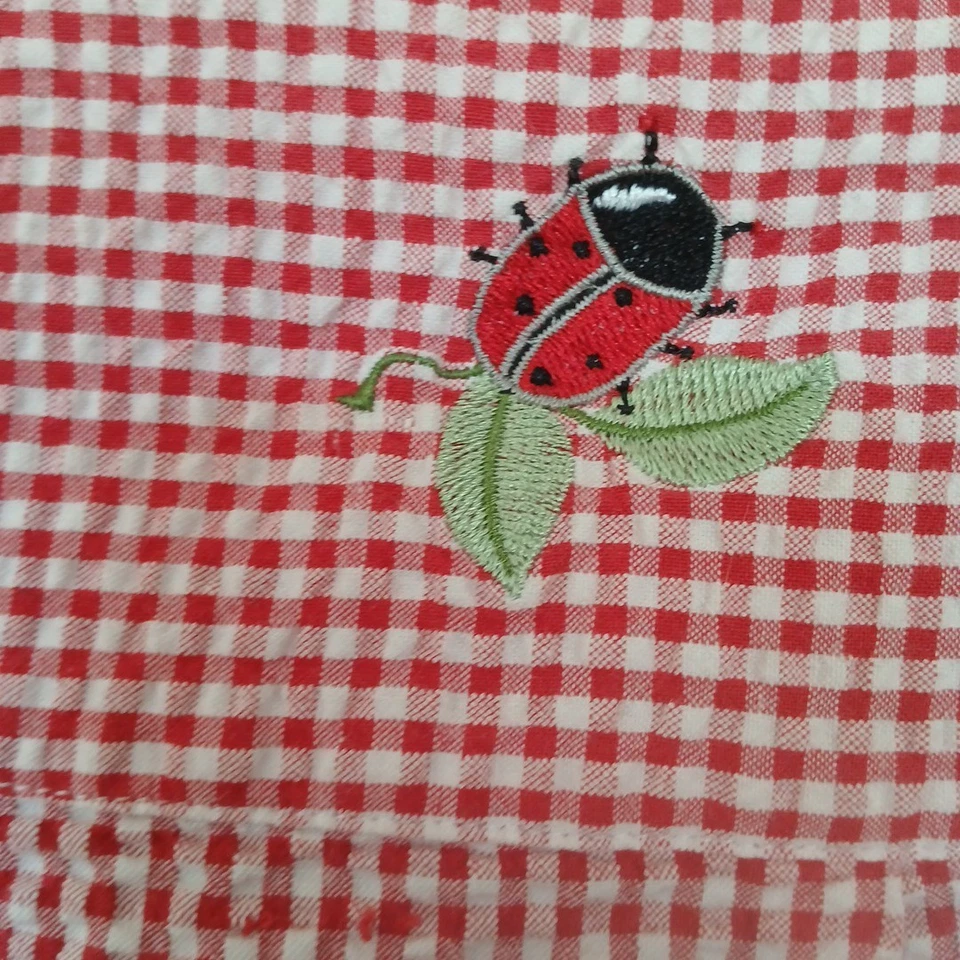 The Quacker Factory Red Check Seersucker Capri Set Sz S Ladybugs Short Sleeve - Image 4 of 4