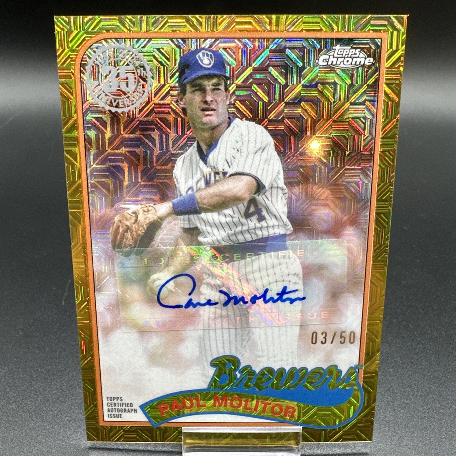 2024 Topps Paul Molitor 1989 35th Chrome Auto Refractor Gold /50 Topps