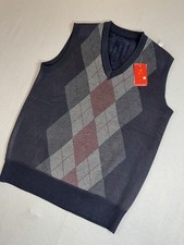 Men  s Argyle Knit Vest V-Neck Sleeveless Pullover Sweater Casual Streetwear