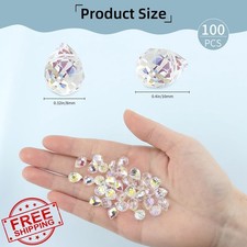 100pc 8x10mm Iridescent Faceted Teardrop Glass Beads for Jewelry