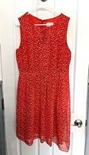 Hi There from Karen Walker Women 8 Red Polka Dot Tie Neck Sleeveless Dress Anthr