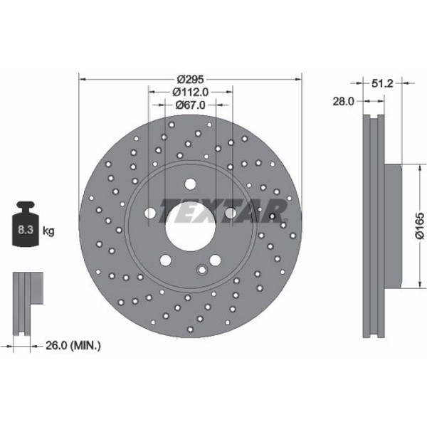 2X Textar 92257505 Bremsscheibe FüR Mercedes Benz CLA A Klasse B GLA W246 W242-image