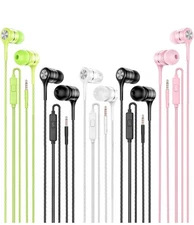 Earbuds with Microphone 5 Pack, in-Ear Headphones Heavy Bass, High Sound Quality