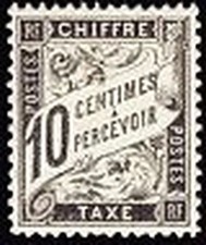 FRANCE STAMP TIMBRE TAXE N° 15 " TYPE DUVAL 10c NOIR " NEUF x TB