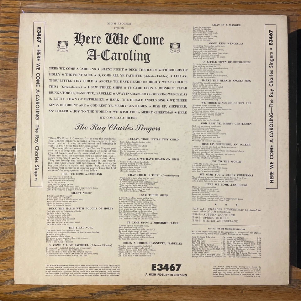 The Ray Charles Singers Here We Come-A-Caroling LP MGM Mono Christmas Rare EX!!! Foto 4 de 4