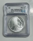 Buffalo Nickel Design 1oz 9999 Silver ICG No Date BU Secondary Market Milk Spots