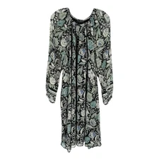 Lane Bryant Dress Womens Size 24 Black Sage Floral Shimmer Chiffon Lined Flowy