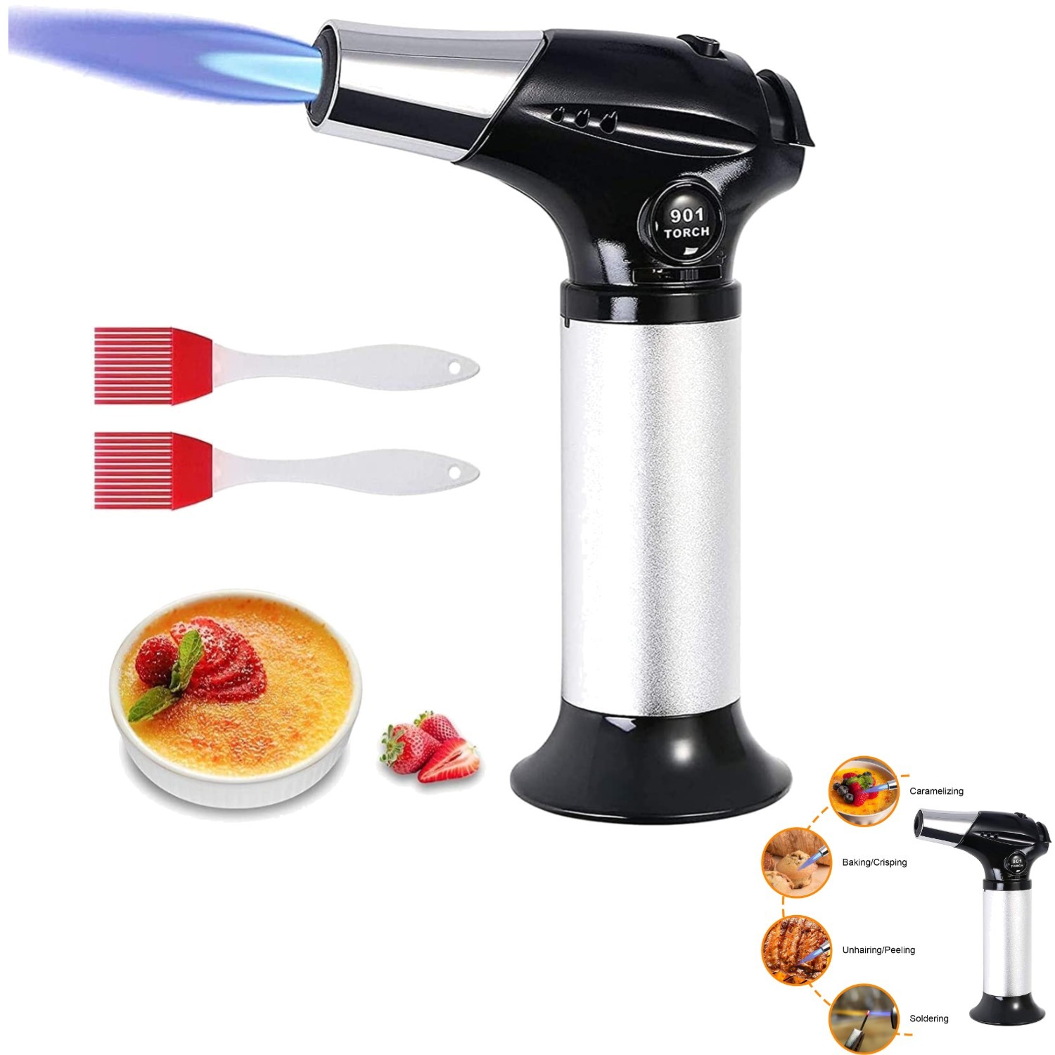 Küchenbrenner Gasbrenner Flambierer Nachfüllbar Edelstahl 1300°C