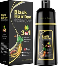 Black Hair Dye Shampoo 3 in 1, Natural Herbal Dye Shampoo for Grey Hair Coverage