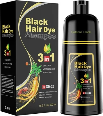 MEIDU Black Hair Dye Shampoo 3 in 1, Natural Herbal Dye Shampoo for Grey Hair Coverage