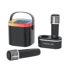 Karaoke Machine with 2 Wireless Microphones and Base, Mini Bluetooth Singing ...