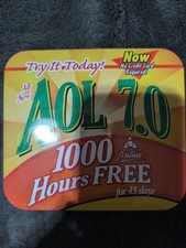 AOL America Online Lot 3 Collector Tins + Sealed 1998 Floppy Disk Vintage