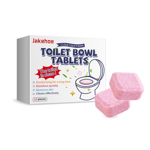 Toilet Effervescent Tablets - Cleaner, Odor & Yellow Stain Remover, 12 Pcs BOX