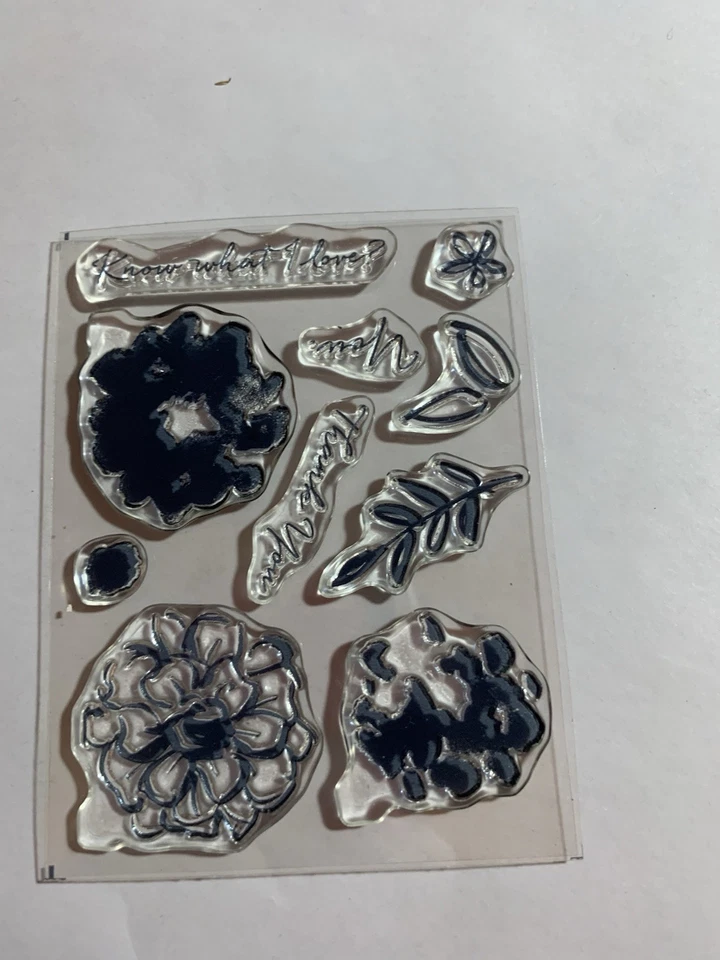 Stampin up WHAT I LOVE conjunto de 10 sellos acrílicos, flores, hojas, sentimientos Foto 2 de 2