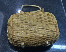 Vintage Gold National Fashions Hong Kong Mesh Wire Handbag Clutch Original Purse