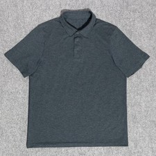 Lululemon Evolution Short Sleeve Blue Stretch Polo Shirt Men's M/L 20.5 x 27