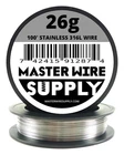 Stainless Steel 316L - 100ft - 26 Gauge Wire 26g - 0.40mm - 0.016in - Master Wir