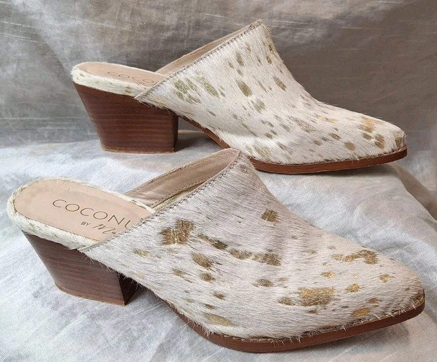 COCONUTS by Matisse 8M Camelot Piel de Vaca Piel Real Tacón Medio Bloque Mules Manchas Doradas Foto 3 de 4