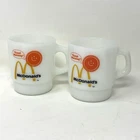 2 Vtg Fire King McDonalds Mug Good Morning Coffee Cup Anchor Hocking Milk Glass